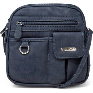 Womens Blue North South Mini Zip Around Crossbody Bag